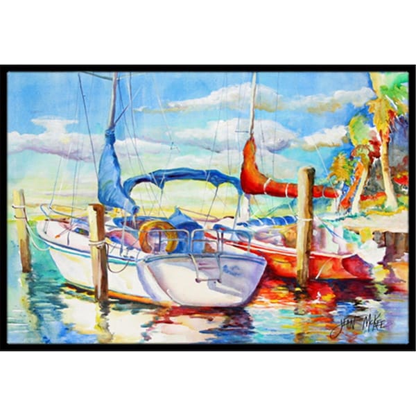 Carolines Treasures Towering Q Sailboat Indoor and Outdoor Mat- 18 x 27 in. JMK1088MAT - main
